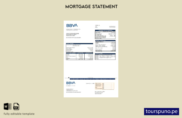 listo para imprimir plantilla de extracto de hipoteca del banco BBVA de Argentin